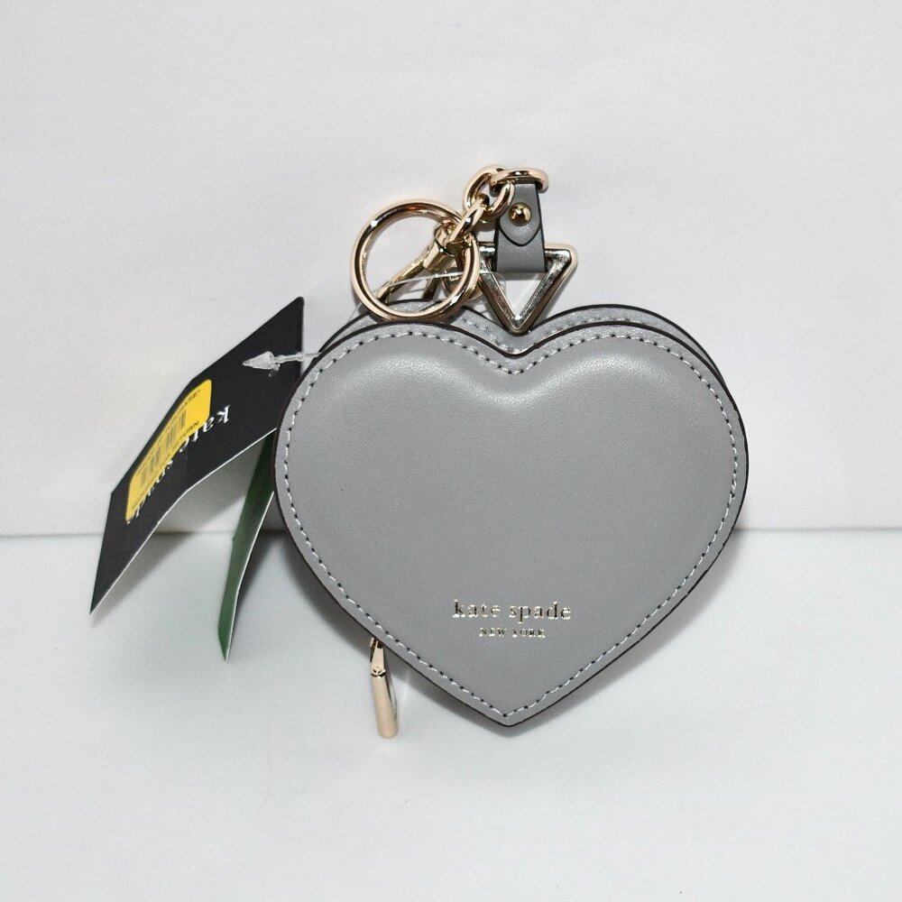 kate spade Liv Heart Coin Purse in Nimbus Grey #KK753 NWT